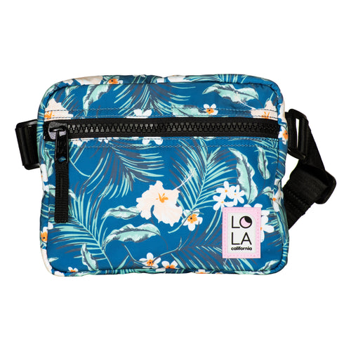 Floral Recycled Nylon Hippie Fanny Pack: Teal